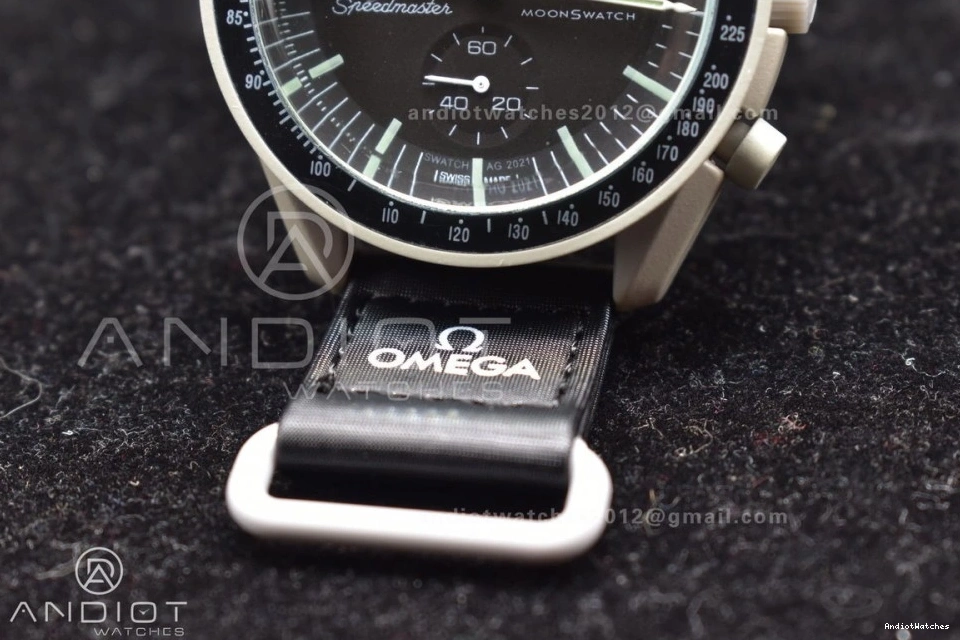 Nylon 1184 Swatch Mission Quartz Moon x on Omega The to Strap Bioceramic Vibrant Moonwatch 1227